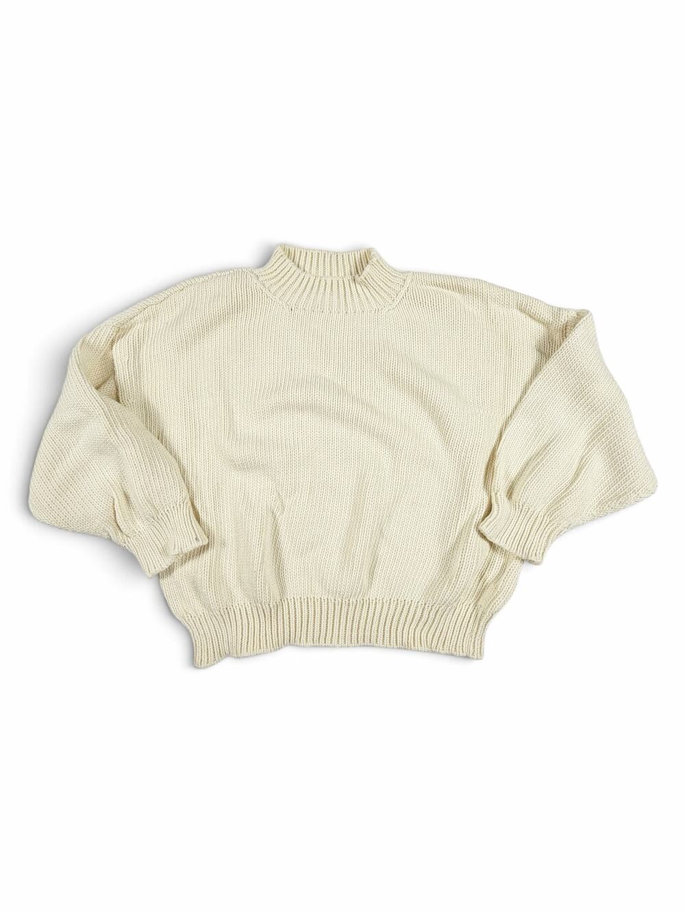 Jaggery London Women’s Organic Cotton Mock Neck Sweater Cream size 2 M/L